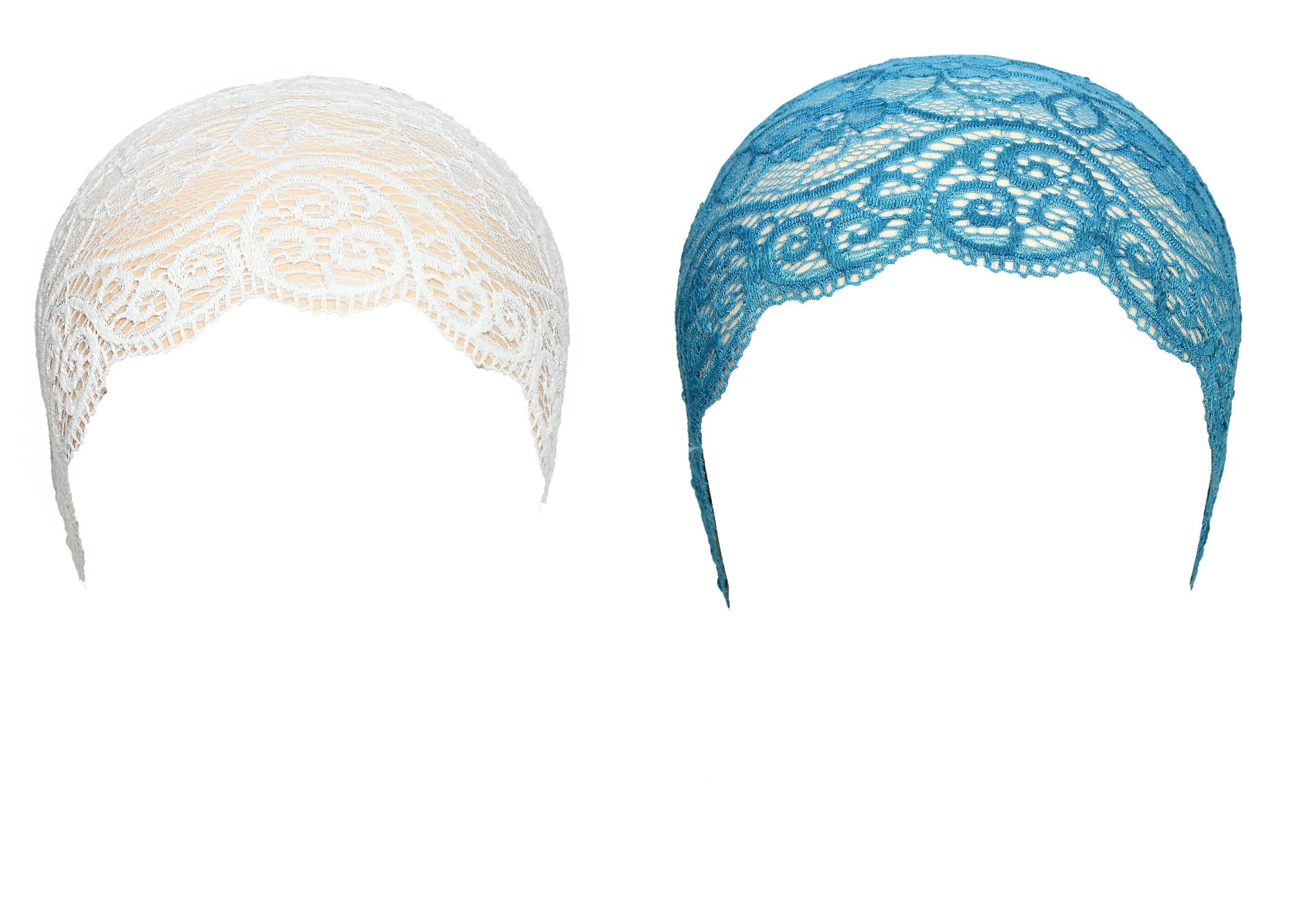 Girls and Womens Hijab Cap Hijab Headband, Under Hijab Scarf White and Light Blue Naqab Head Scarf (2 pcs)