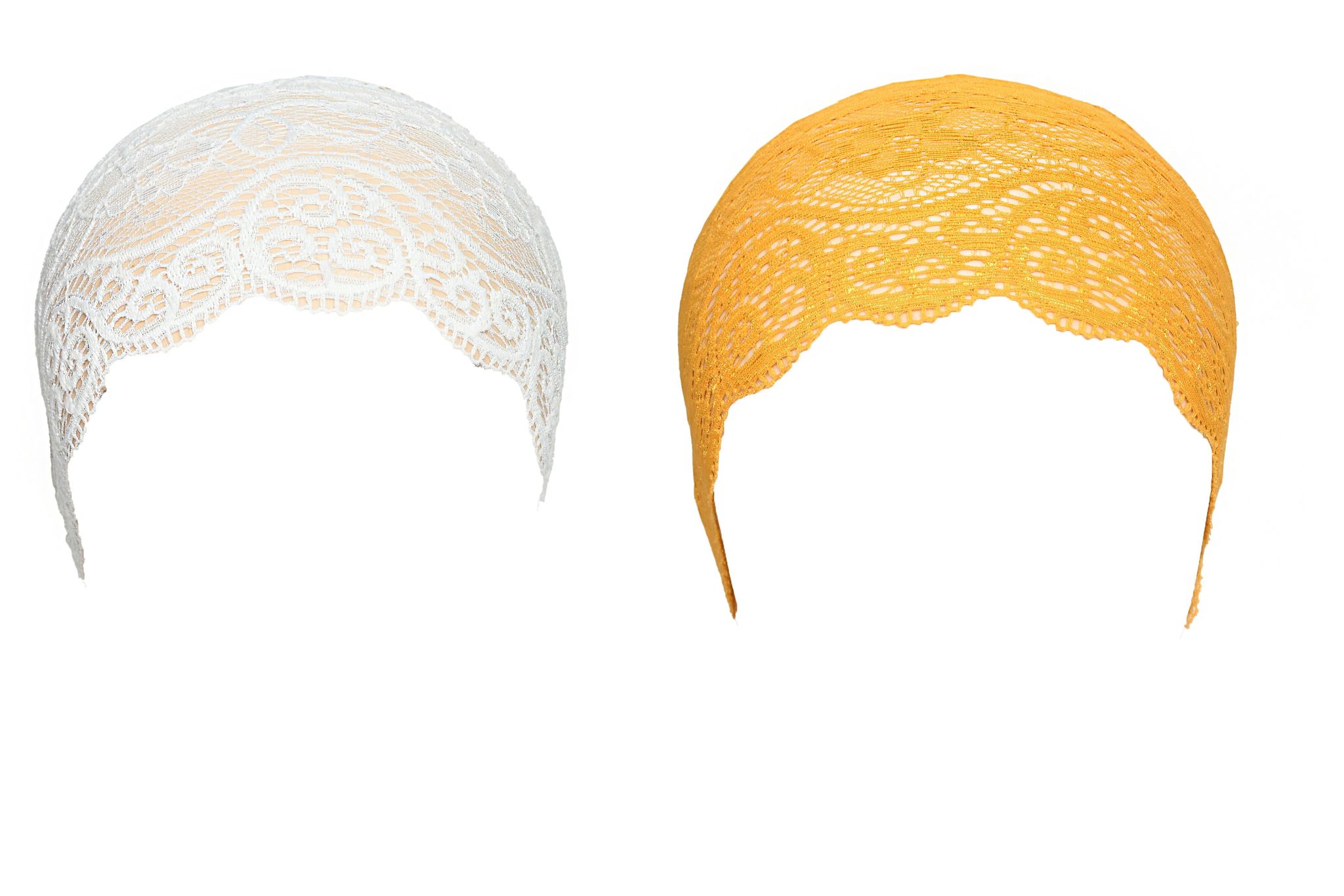 Girls and Womens Hijab Cap Hijab Headband, Under Hijab Scarf White and Yellow Naqab Head Scarf (2 pcs)