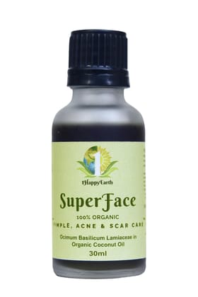 1HappyEarth Super Face Oil For Radiance & Glow, with Blend of Cold Pressed Oils To Brighten Skin & Remove Dullness, No Mineral Oil or Chemical