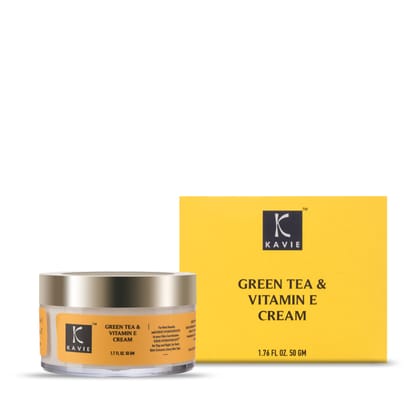 KAVIE GreenTea & Vitamin E Cream with Gojiberry Extract, Jojoba Oil, Glycolic Acid | Hydrates & Exfoliates | Remove dead cells | Fades Fine Lines & Wrinkles - Unisex |All Skin|Sensitive Skin