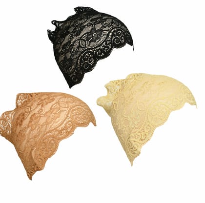 Girls and Womens Hijab Cap Hijab Headband, Under Hijab Scarf Black Copper Brown and Cream Naqab Head Scarf (3 pcs)