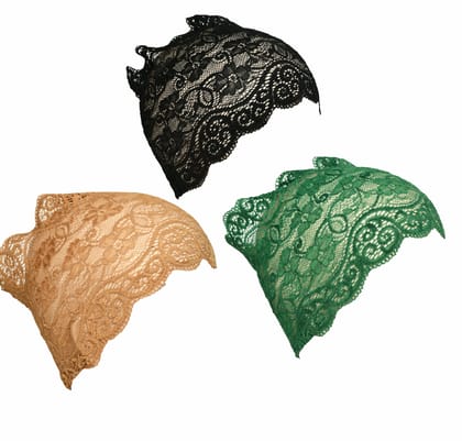 Girls and Womens Hijab Cap Hijab Headband, Under Hijab Scarf Black Copper Brown and Green Naqab Head Scarf (3 pcs)