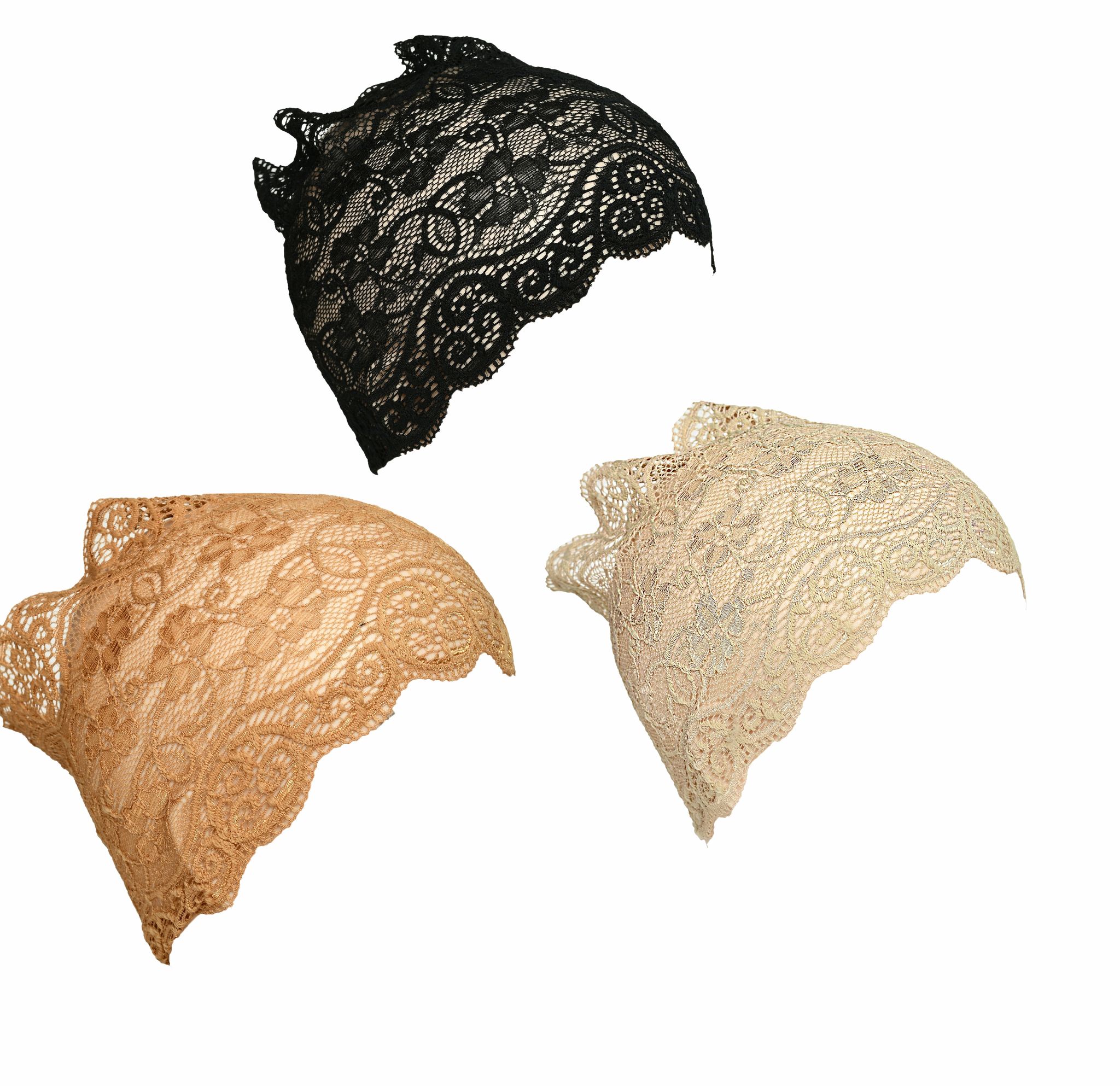 Girls and Womens Hijab Cap Hijab Headband, Under Hijab Scarf Black Copper Brown and Light Beige Naqab Head Scarf (3 pcs)