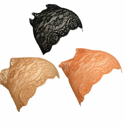 Girls and Womens Hijab Cap Hijab Headband, Under Hijab Scarf Black Copper Brown and Orange Naqab Head Scarf (3 pcs)