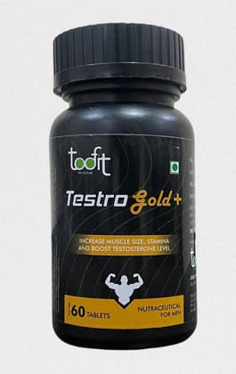 TOOFIT Testro Gold+ For Muscle Strength, Endurance and Stamina with 7+ Ayurvedic Herbs | Ashvagandha | Safed Müsli | Gokshuru | Mucuna Pruriens extract | Grape Seed Ectract | Fenugreek Extract | Vitamin D