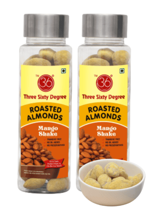 360 Three Sixty Degree Roasted Mango Shake Almonds Badam, 220grams (2 x 110Grams Each)