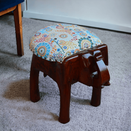 Wooden Stool Decorative Rajastani Painted Elephant Stool Home Decorative Items Showpiece set 1