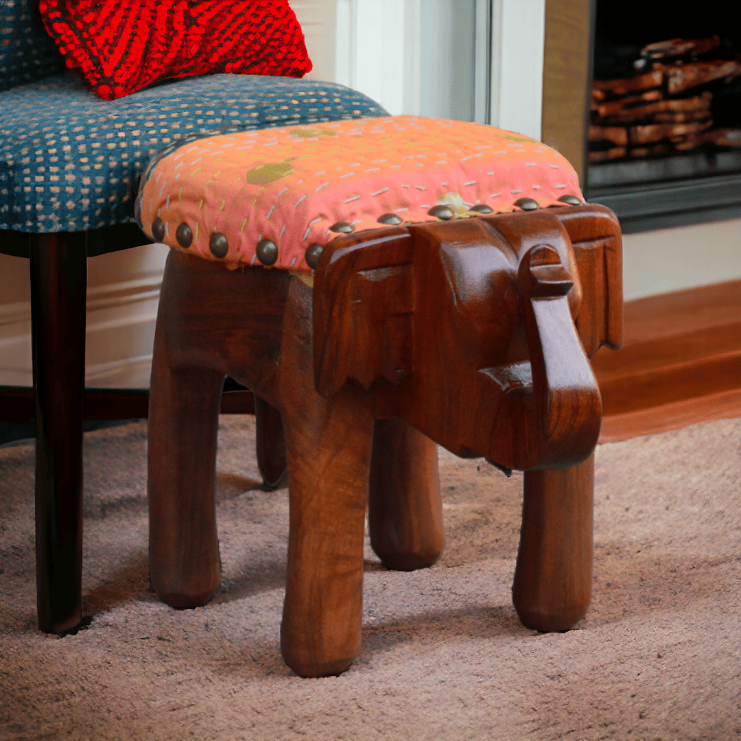 Wooden Elephant Stool for Home Decor Office Living Room and Bed Room Side Table Plant Stool Well decoretion