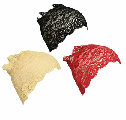 Girls and Womens Hijab Cap Hijab Headband, Under Hijab Scarf Black Cream and Dark Red Naqab Head Scarf (3 pcs)