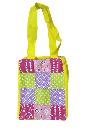 NIRJHARI Handmade Cotton Cloth Patchwork Handbag Purple & Green (Big) Pack of 1