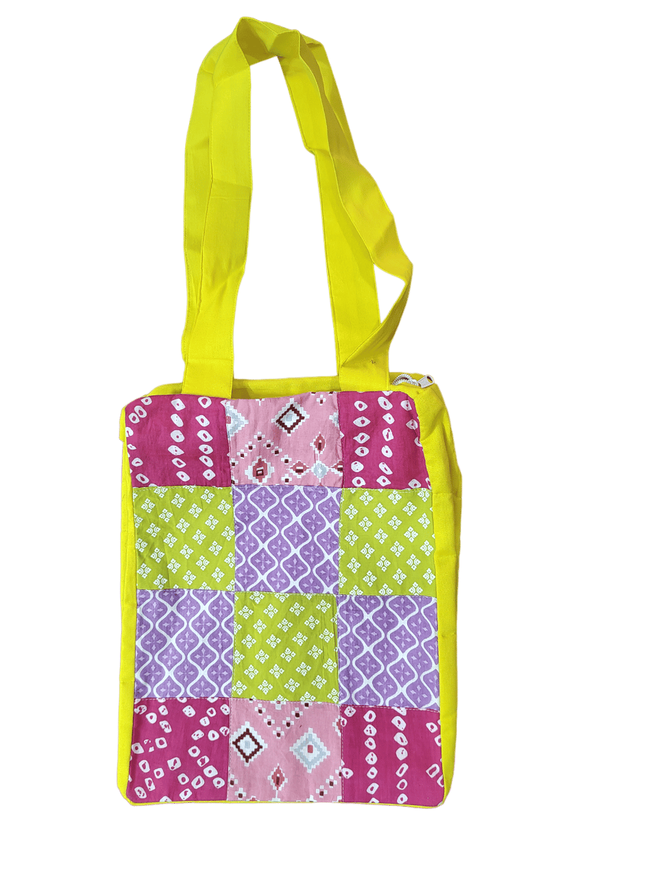 NIRJHARI Handmade Cotton Cloth Patchwork Handbag Purple & Green (Big) Pack of 1