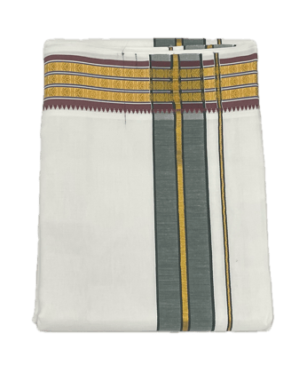 Angavastram  Dhotis  Free Size Double Dhoti/Mundu with Fancy Silk Border - Comes with Towel