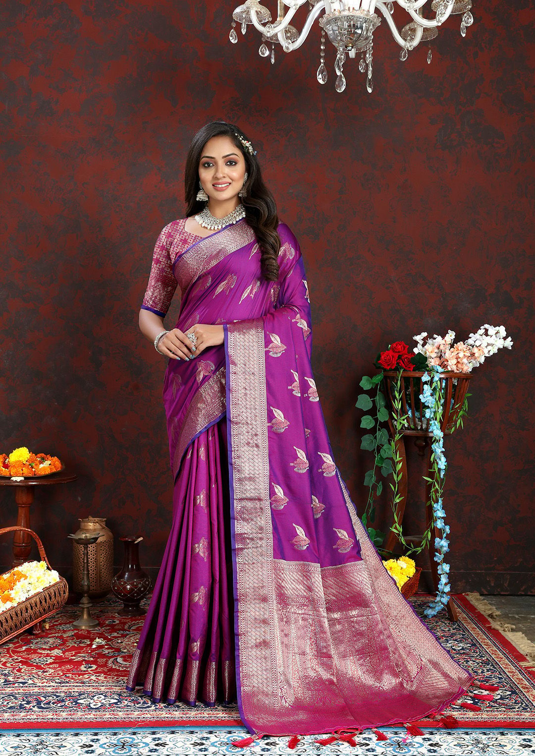 Purple Soft Silk Saree With Blouse 274491