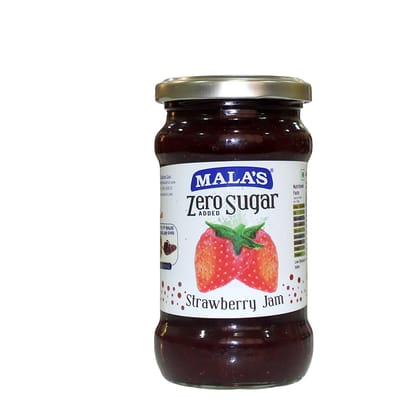 Mala's Strawberry Zero Added Sugar Jam 350gm Glass Bottle