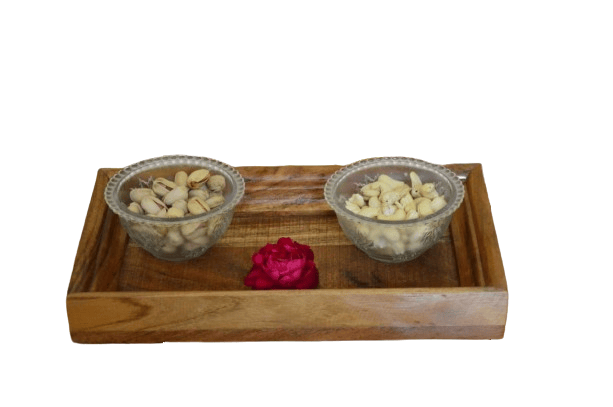 Wooden Trays Set with Handles, Rustic Nesting Trays Stackable Platters for Serving Cakes, Pastries, Snacks, Breakfast, Coffee Table, Party