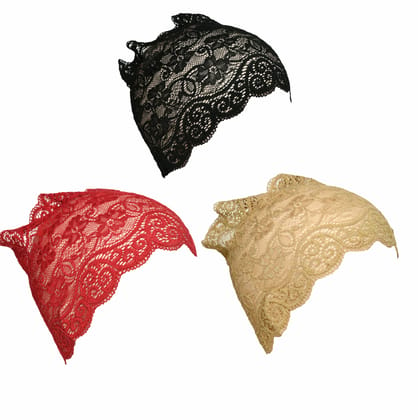 Girls and Womens Hijab Cap Hijab Headband, Under Hijab Scarf Black Dark Red and Dark Beige Naqab Head Scarf (3 pcs)