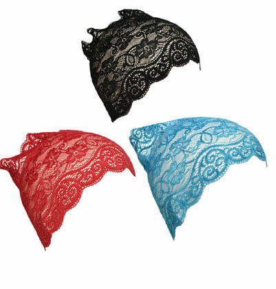 Girls and Womens Hijab Cap Hijab Headband, Under Hijab Scarf Black Dark Red and Light Blue Naqab Head Scarf (3 pcs)