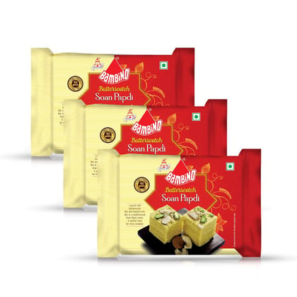 Bambino Butterscotch Saon Papdi Each 200 Gms X Pack of 3 (600 Gms)