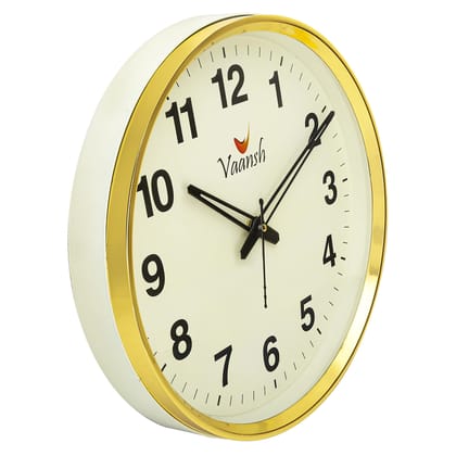 Vaansh Step Movement 16 Inches Office Wall Clock Offices Clock (Golden)