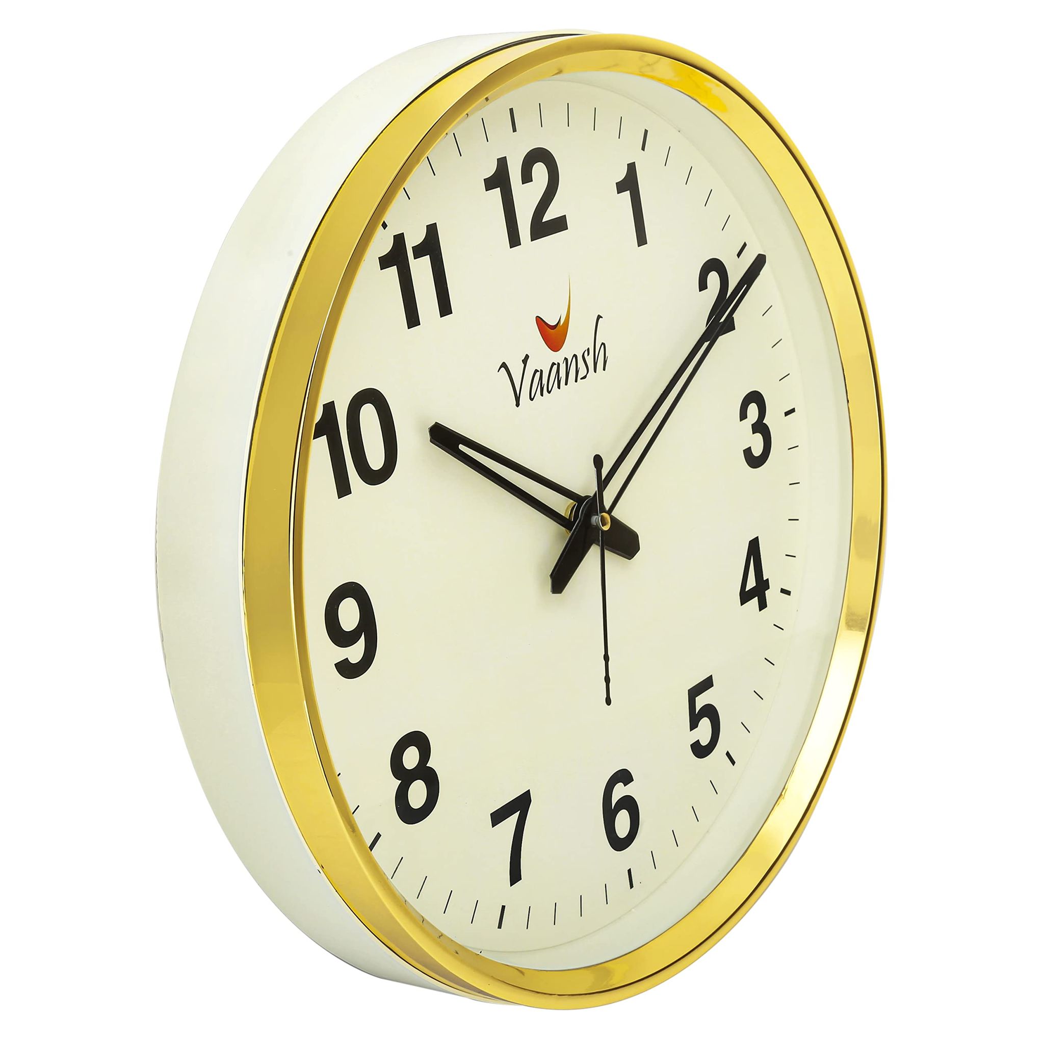 Vaansh Step Movement 16 Inches Office Wall Clock Offices Clock (Golden)