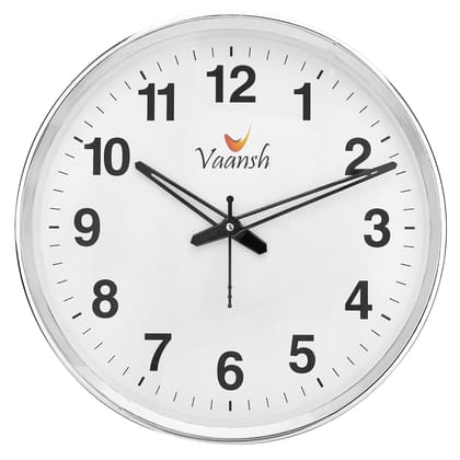 Vaansh Step Movement 10 Inches Silver Wall Clock for Home and Offices Clock