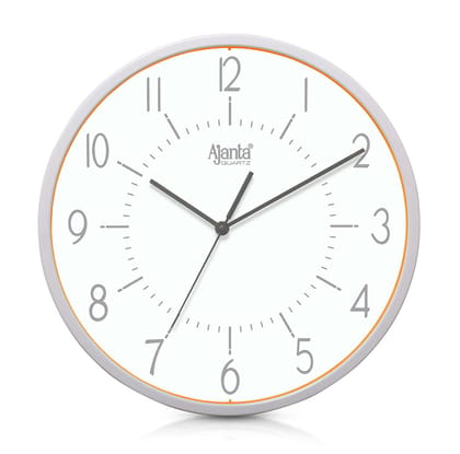 Ajanta Quartz Real Silent Sweep Movement Designer Clock Wall Clock(Plastic, 118Wx118Lx118H Inches, White)