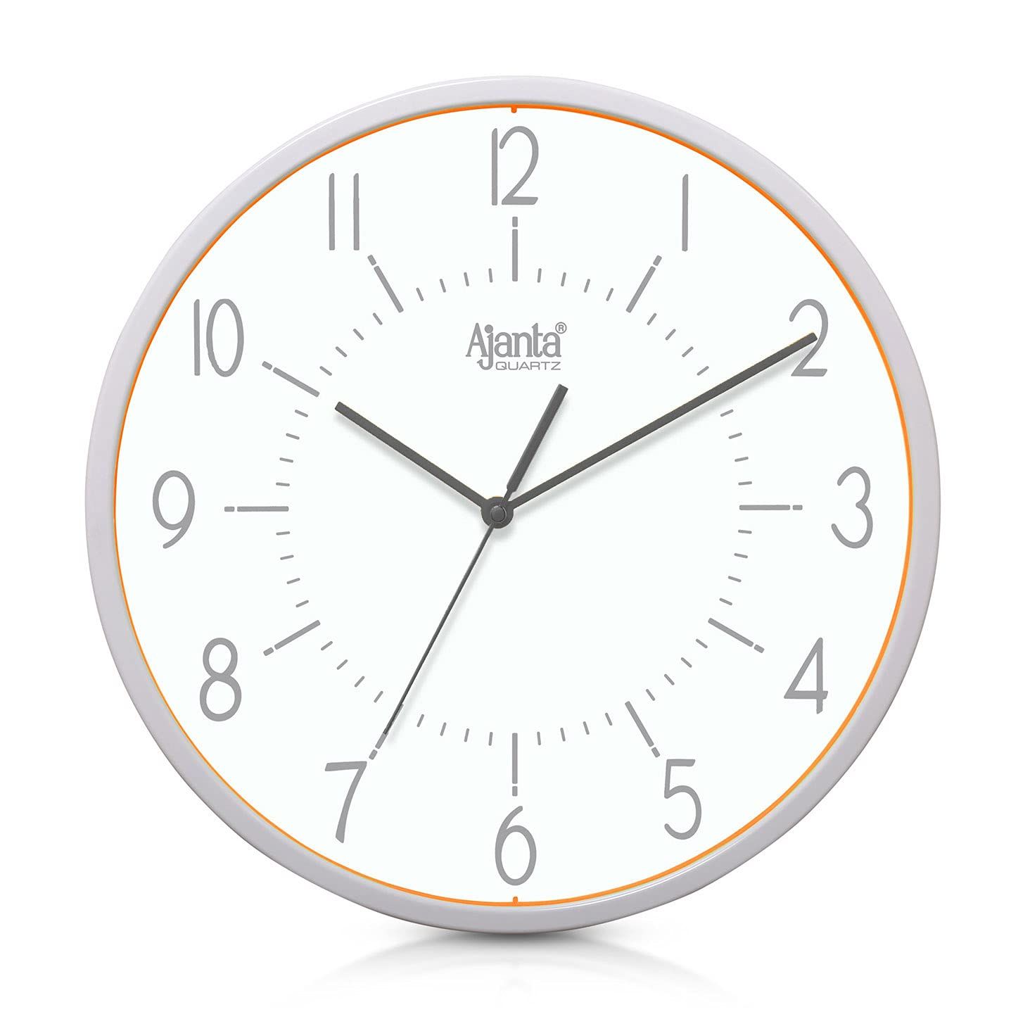 Ajanta Quartz Real Silent Sweep Movement Designer Clock Wall Clock(Plastic, 118Wx118Lx118H Inches, White)