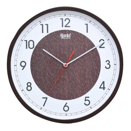 Ajanta Plastic Real Silent Sweep Movement Designer Wall Clock (Brown, 12 Inch)