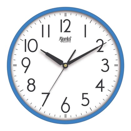 Ajanta Quartz Plastic Step Movement Premium White Finish Wall Clock (Blue, 30x30x4 cm)