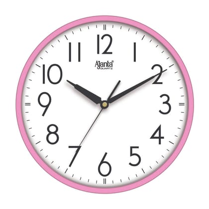 Ajanta Plastic Quartz Step Movement Premium Finish Wall Clock (Pink, White, 30x30x4 cm)