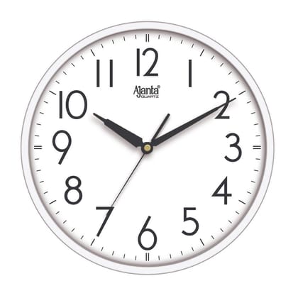 Ajanta Quartz Plastic Step Movement Premium White Finish Wall Clock (30x30x4 cm)