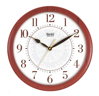 Ajanta Real Silent Sweep Movement Plastic Designer Wall Clock (33 x 33 x 4 cm, Brown)