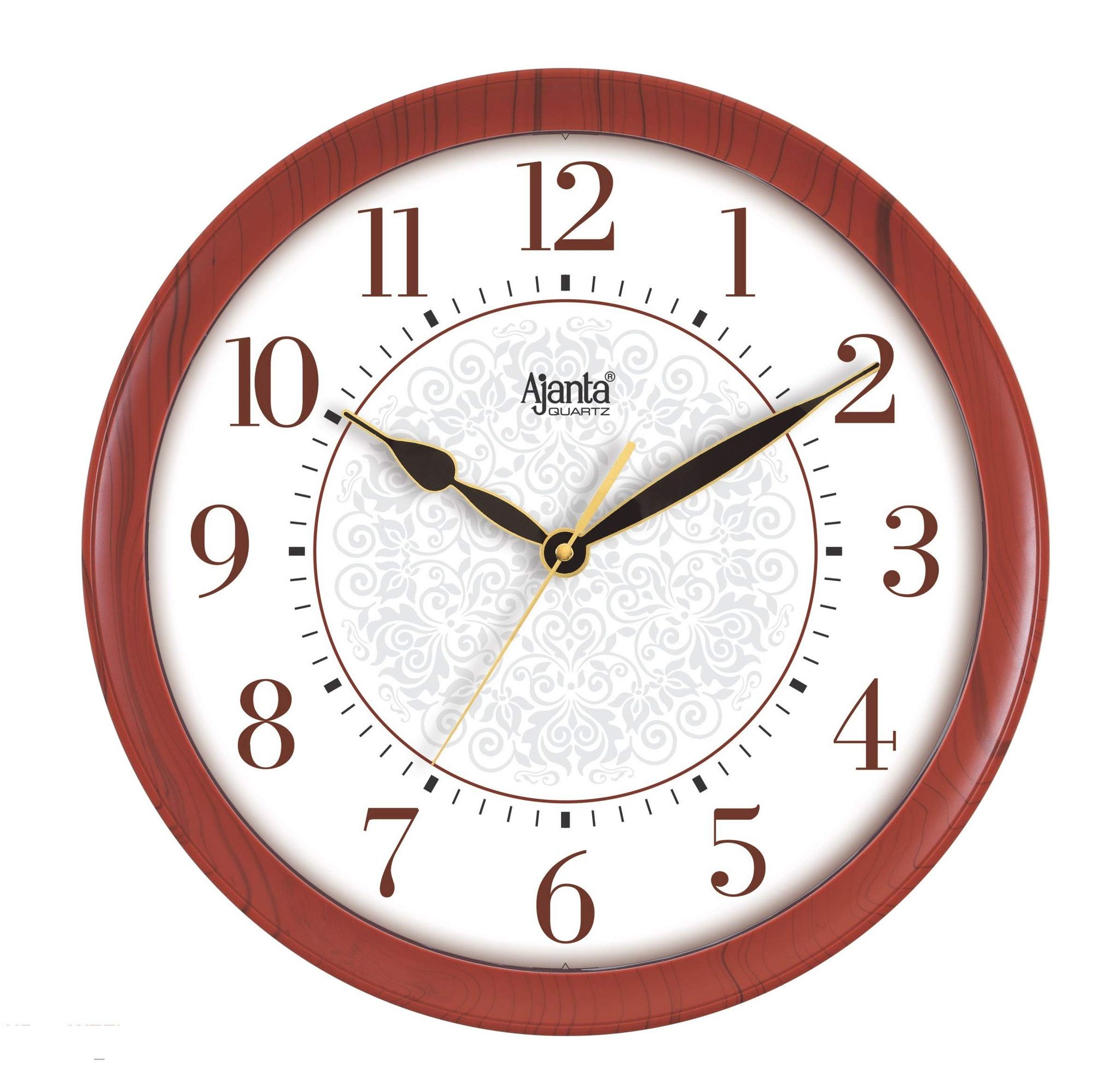 Ajanta Real Silent Sweep Movement Plastic Designer Wall Clock (33 x 33 x 4 cm, Brown)