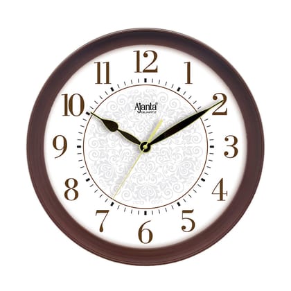 Ajanta Quartz Plastic Real Silent Sweep Movement Designer Clock (Brown, 341x51x341mm)