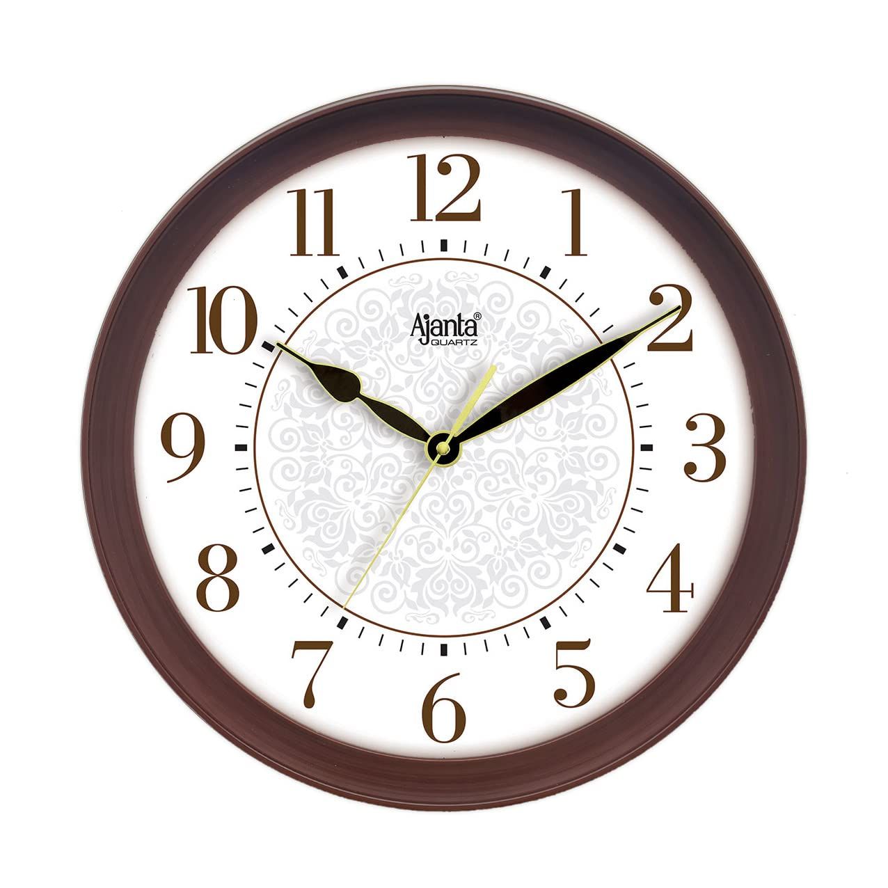 Ajanta Quartz Plastic Real Silent Sweep Movement Designer Clock (Brown, 341x51x341mm)