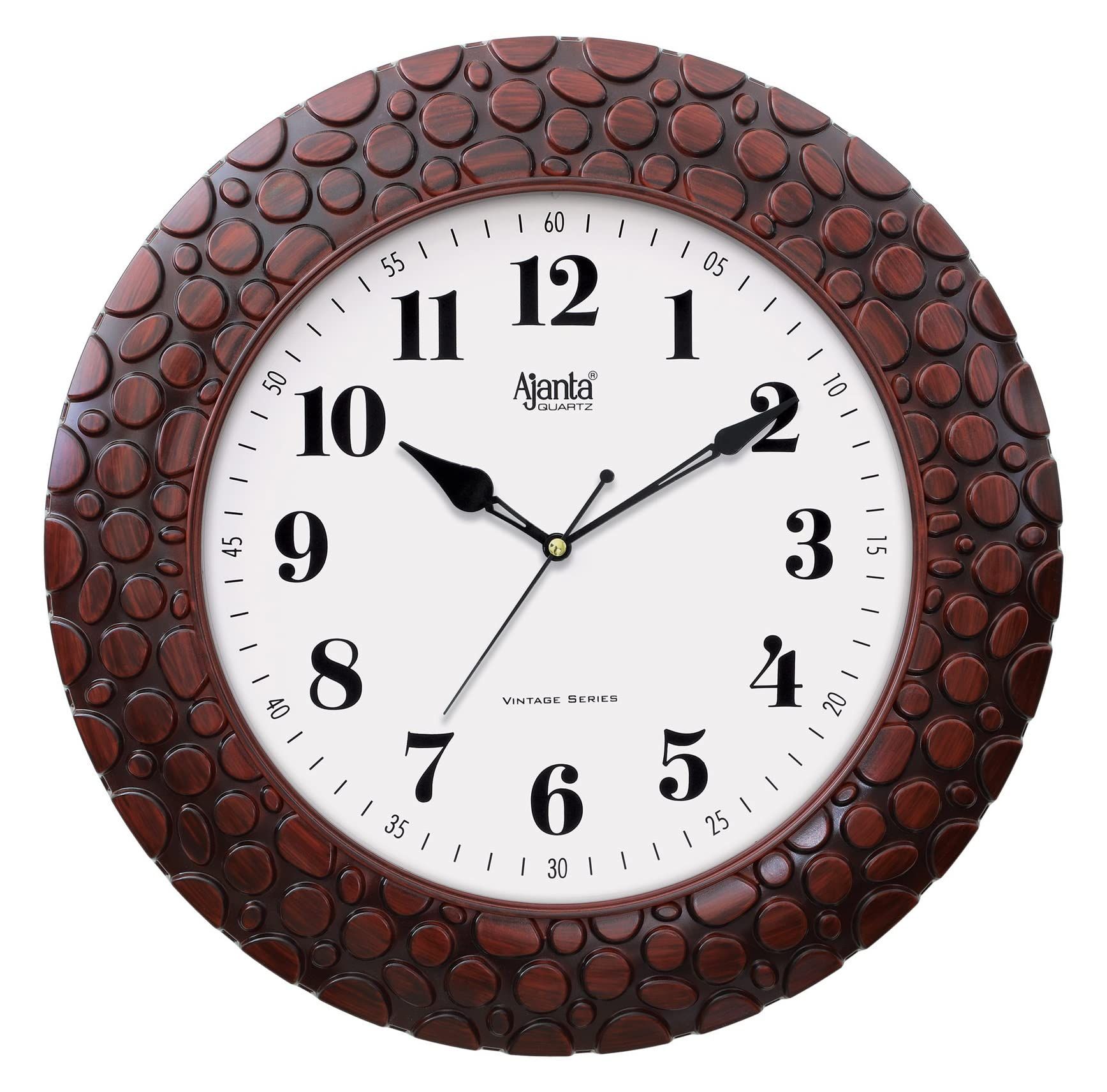 Ajanta Plastic Wall Clock 14 Inches Vintage Sweep Wall Clock(No Tik Tik), Brown