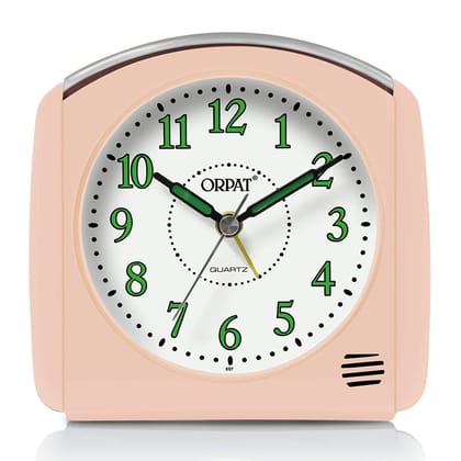 Ajanta Orpat Time Piece Snooze Buzzer Alarm Clock with Light Function (Plastic_105X100X50mm) (L.Pink)