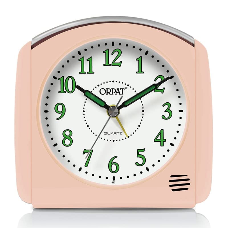 Ajanta Orpat Time Piece Snooze Buzzer Alarm Clock with Light Function (Plastic_105X100X50mm) (L.Pink)