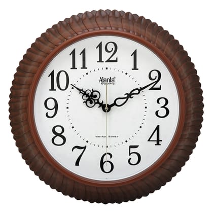 Ajanta 14 Inches Vintage Real Silent Sweep Movement Designer Plastic Clock Wall Clock(Brown)