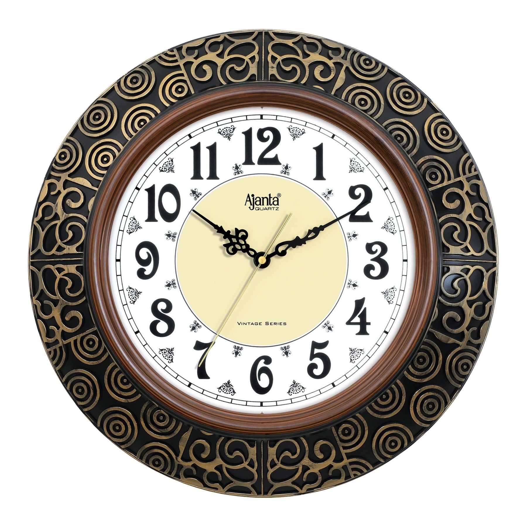 Ajanta Quartz Plastic Vintage Wall Clock (Light Oak, 406 x 406 x 61 mm)