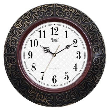 Ajanta Quartz Plastic Vintage Wall Clock (Mahogany, 406 x 406 x 61 mm)