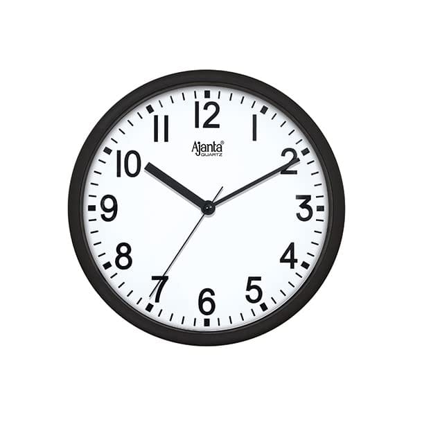 Ajanta Plastic Wall Clock, Simple Clock- 22.7Cm X 22.7 Black