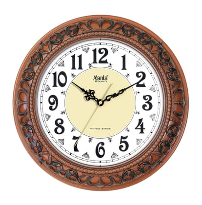 Ajanta Quartz Plastic Silent Sweep Movement Vintage 14 Inches Wall Clock (Teak)