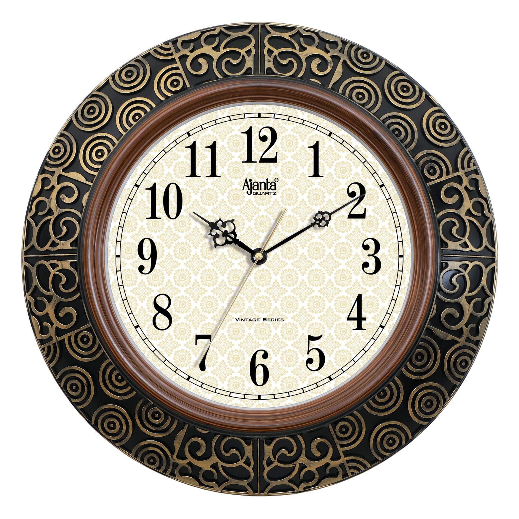 Ajanta Quartz Plastic Vintage Wall Clock (Light Oak, 406 x 406 x 61 mm)