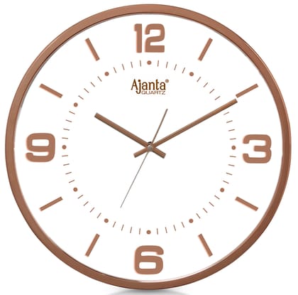 Ajanta Quartz Real Silent Sweep Movement 13.8 Inches Designer Plastic Wall Clock for Home (Copper)