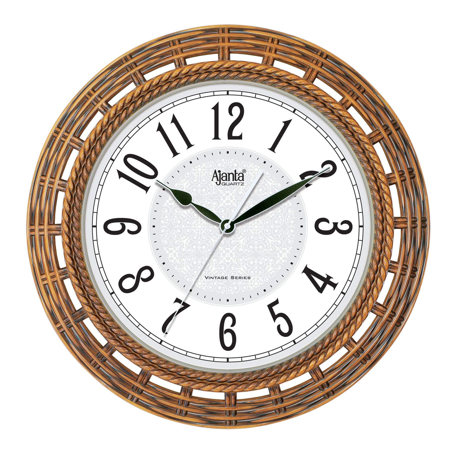 Ajanta Plastic Quartz Real Sweep Movement 14 Inch Wall Clock for Home (White)