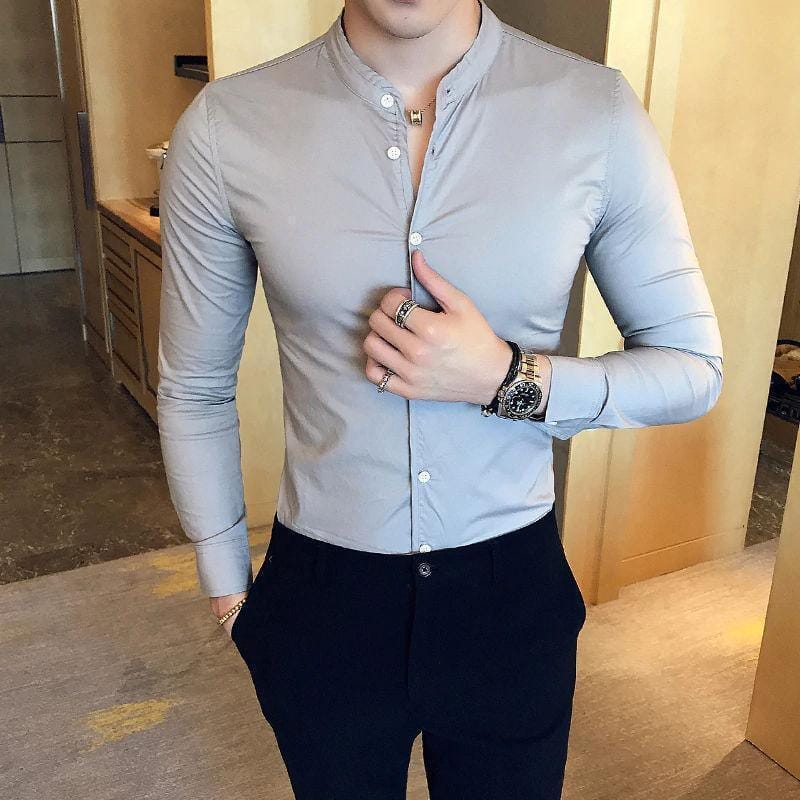 Grey Solid Men's Shirt