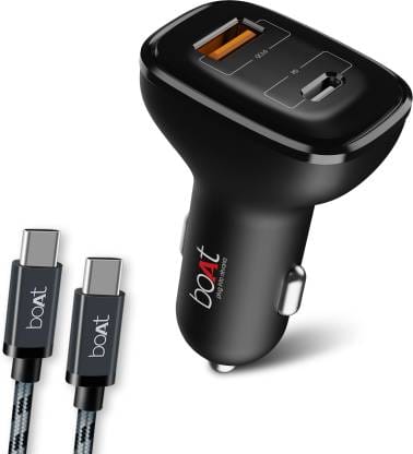 boAt 18 W Turbo Car Charger  (Black, With USB Cable)