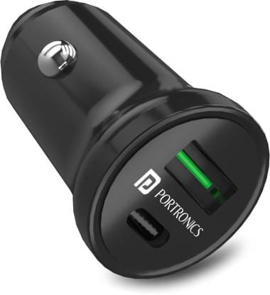 Portronics 20 W Turbo Car Charger  (Black)