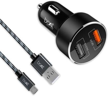 boAt 15 W Qualcomm 3.0 Turbo Car Charger  (Black, With USB Cable